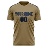 Custom Light Khaki Blue Soccer Jersey