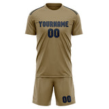 Custom Light Khaki Blue Soccer Set