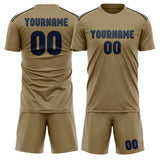 Custom Light Khaki Blue Soccer Set