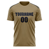Custom Light Khaki Navy Soccer Jersey
