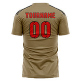 Custom Light Khaki Orange Red Soccer Jersey