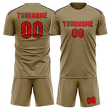 Custom Light Khaki Orange Red Soccer Set