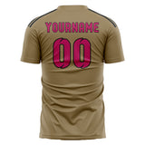 Custom Light Khaki Pink Soccer Jersey