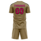 Custom Light Khaki Pink Soccer Set