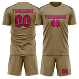 Custom Light Khaki Pink Soccer Set