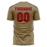 Custom Light Khaki Red Soccer Jersey