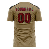 Custom Light Khaki Crimson Red Soccer Jersey