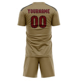 Custom Light Khaki Crimson Red Soccer Set