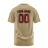 Custom Light Khaki Crimson Red T-Shirt