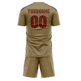 Custom Light Khaki Coral Red Soccer Set
