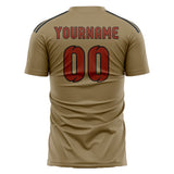 Custom Light Khaki Coral Red Soccer Jersey