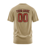 Custom Light Khaki Coral Red T-Shirt