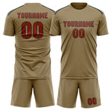 Custom Light Khaki Coral Red Soccer Set