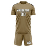 Custom Light Khaki White Soccer Set