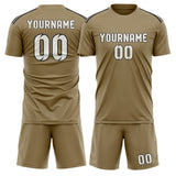 Custom Light Khaki White Soccer Set