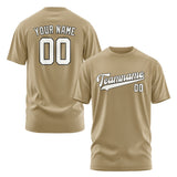 Custom Light Khaki White T-Shirt