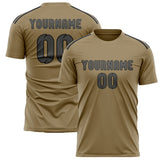 Custom Light Khaki Dark Grey Soccer Jersey