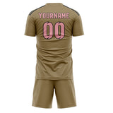 Custom Light Khaki Light Pink Soccer Set