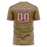 Custom Light Khaki Light Pink Soccer Jersey
