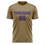 Custom Light Khaki Light Purple Soccer Jersey
