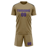 Custom Light Khaki Light Purple Soccer Set