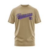 Custom Light Khaki Light Purple T-Shirt