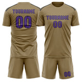 Custom Light Khaki Light Purple Soccer Set