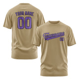 Custom Light Khaki Light Purple T-Shirt