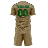 Custom Light Khaki Emerald Green Soccer Set