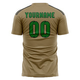 Custom Light Khaki Emerald Green Soccer Jersey