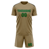 Custom Light Khaki Emerald Green Soccer Set