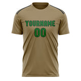 Custom Light Khaki Emerald Green Soccer Jersey