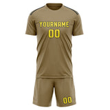 Custom Light Khaki Light Yellow Soccer Set