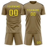 Custom Light Khaki Light Yellow Soccer Set