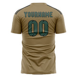 Custom Light Khaki Blue Green Soccer Jersey