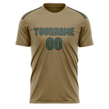 Custom Light Khaki Blue Green Soccer Jersey