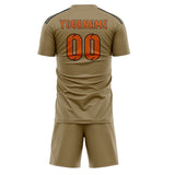 Custom Light Khaki Orange Soccer Set