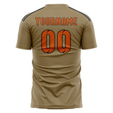 Custom Light Khaki Orange Soccer Jersey