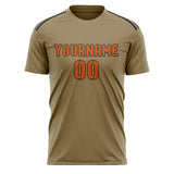 Custom Light Khaki Orange Soccer Jersey