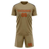 Custom Light Khaki Orange Soccer Set
