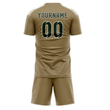 Custom Light Khaki Dark Green Soccer Set