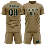Custom Light Khaki Dark Green Soccer Set