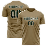 Custom Light Khaki Dark Green Soccer Jersey