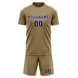 Custom Light Khaki Purple Soccer Set