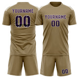 Custom Light Khaki Purple Soccer Set