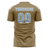 Custom Light Khaki Light Blue Soccer Jersey