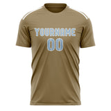 Custom Light Khaki Light Blue Soccer Jersey