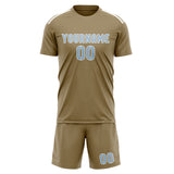 Custom Light Khaki Light Blue Soccer Set