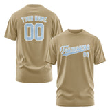 Custom Light Khaki Light Blue T-Shirt