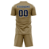 Custom Light Khaki Blue Soccer Set